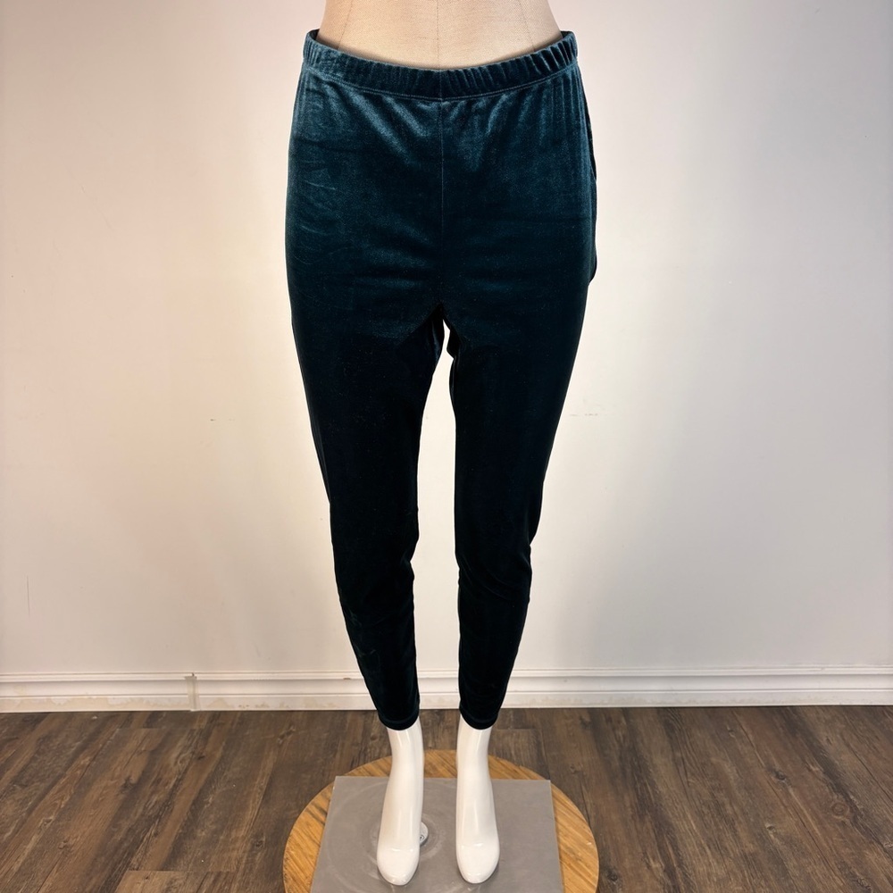 ❤️ Joe Fresh Green Velvet Velour Wide Leg Pants Size L NWT